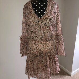 Elegant Boho Pink Paisley Dress